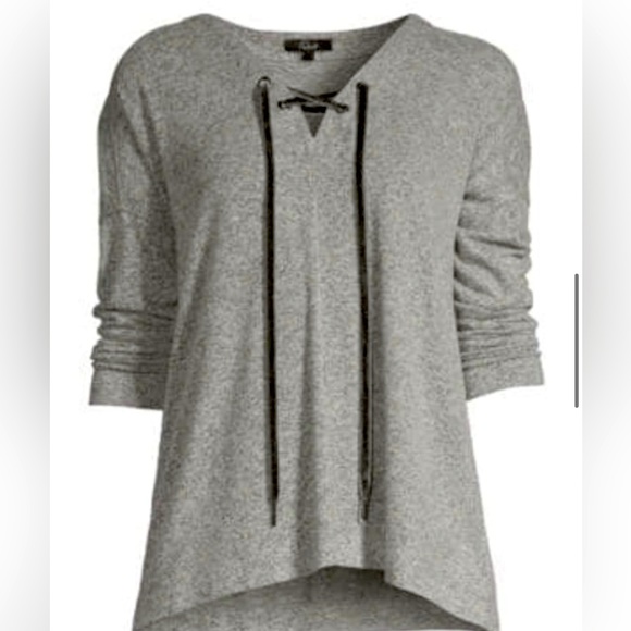 Rails Velvet Tie Neck Top (Leigh Fuzzy Grey) - Picture 1 of 5